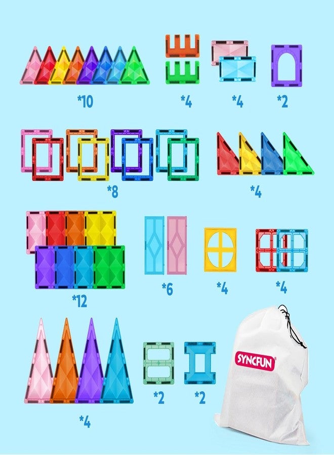 SYNCFUN 66PCS Magnetic Building Tiles, Toys for Toddler, 2D & 3D Magnet Tiles, Durable and Creative STEM Building Toys for Kids Aged 3-5 4-8, Educational Gift - Image 4